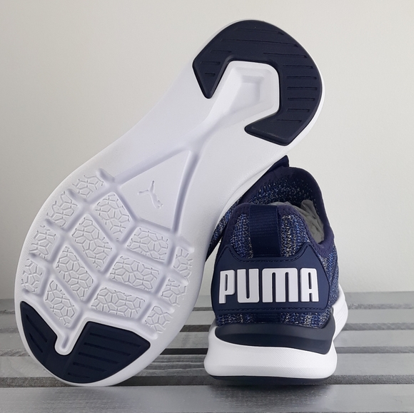 Big Kids Puma Navy Blue Ignite Flash Evoknit - Picture 6 of 7
